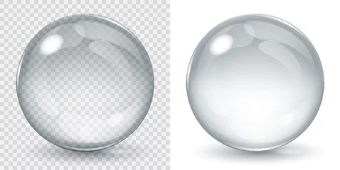 Foto op Plexiglas Grote transparante glazen bol en ondoorzichtige bol met blikken en schaduw. Transparantie alleen in vectorbestand © Olga Moonlight
