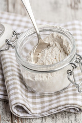 wheat flour in a glass jar