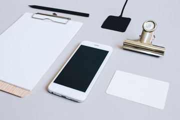Mock up business of stationery and smartphone, minimal style