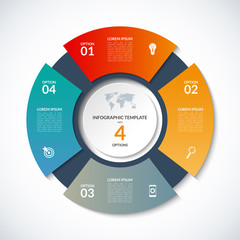 Vector circle template for infographics. Business concept with 4 options, steps, parts, segments