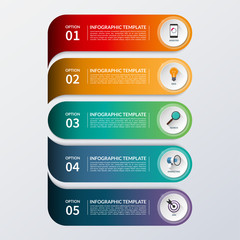 Modern infographic options banner. Business concept with 5 steps, options, parts. Vector background