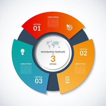 Vector Circle Template For Infographics. Business Concept With 3 Options, Steps, Parts, Segments