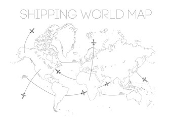 delivery shipping world map illustration