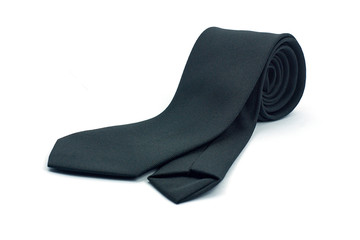 Black necktie on white background