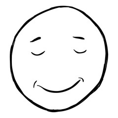 Vector Single Sketch Emoticon - Calm Happy Smiley