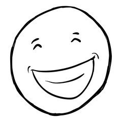 Vector Single Sketch Emoticon - Broad Smiling Face