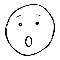 Vector Single Sketch Emoticon -  Surprised Smiley
