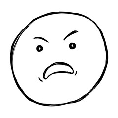 Vector Single Sketch Emoticon - Angry Smiley