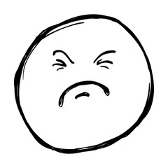 Vector Single Sketch Emoticon -  Angry Smiley