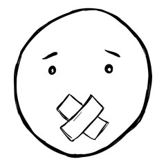 Vector Single Sketch Emoticon - Keeping Silence Smiley