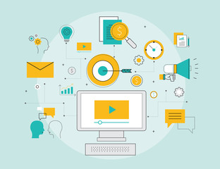 business video marketing online concept and digital content concept