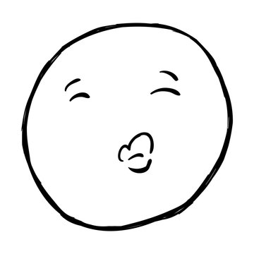 Vector Single Sketch Emoticon - Kissing Smiley