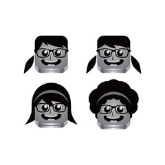 geek girl avatar portrait set