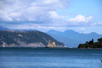 Fototapeta na wymiar View to Torre Scola Porto Venere on Ligurian sea, Italy