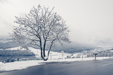 Fototapeta na wymiar Beautiful winter landscape on small village in Stubai Valley,Austria