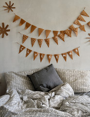 Room decorated for Christmas