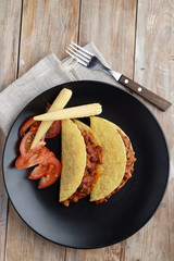 Tacos with chili con carne