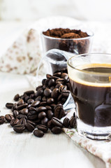 Coffee time on rustic background