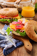 Healthy Turkey sandwich on a bagel