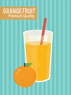 Vector orange juice and orange fruit