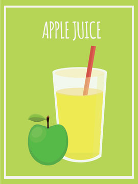 Apple Fruit Juice. Isolated Vector. Illustration 