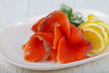 Sliced salmon