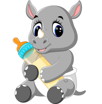 illustration of cute rhino cartoon