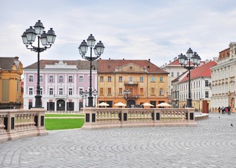 Fototapeta premium Main square of Timisoara old town, Romania