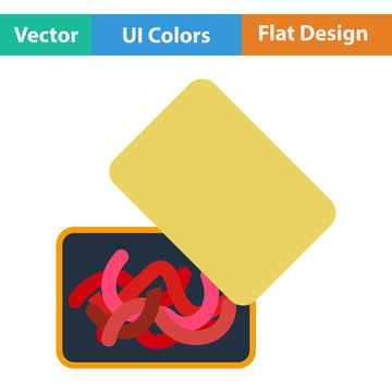 Flat design icon of worm container