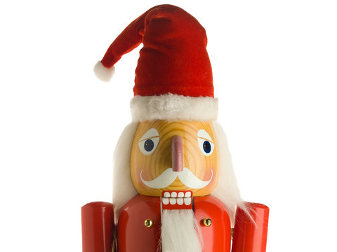close-up shot of a figurine of santa clause nut cracker
