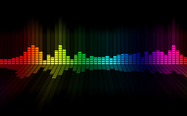 Graphics of music equalizer on black background