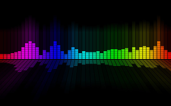 Graphics of music equalizer on black background