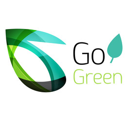 Abstract eco leag logo design made of color pieces - various geometric shapes