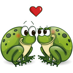 Vector illustration. Love frogs.