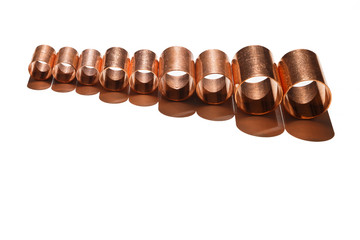 Copper pipe fittings isolated