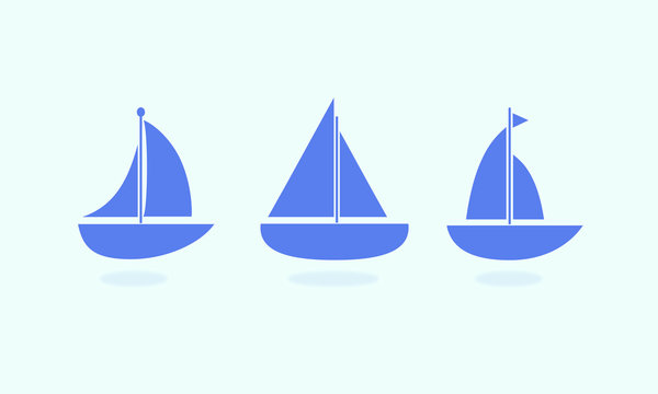 Sailboat icons on the blue background