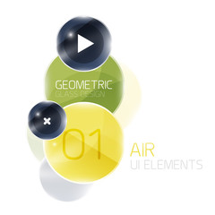 Abstract glass circles with sample text. Option info banner