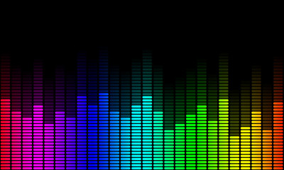 Graphics of music equalizer on black background