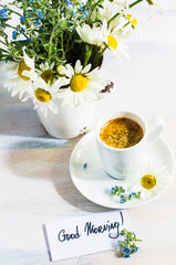 Spring time interior with flowers