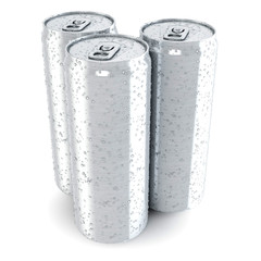 Beer and soda can isolated on white background