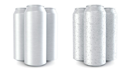 Beer and soda can isolated on white background