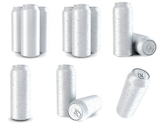 Beer and soda can isolated on white background