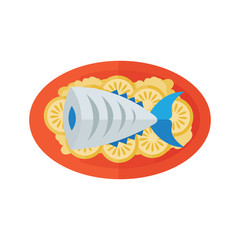 food, blue fish and salad