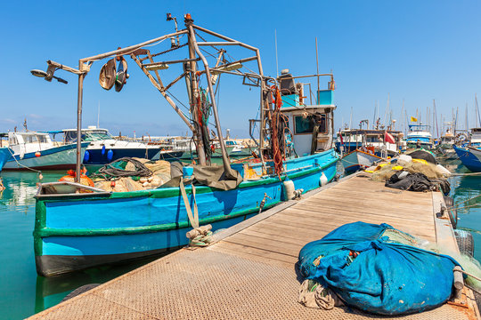 Fisherman boat in Jaffa, Israel.