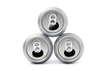 top view of three aluminium can.