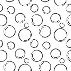 Bubbles geometric seamless pattern. Black circles on white background. Fashion graphic design. Modern stylish abstract texture. Template for prints, textiles, wrapping, wallpaper. VECTOR illustration.