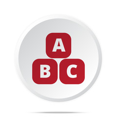 Red Abc Blocks icon on white web button