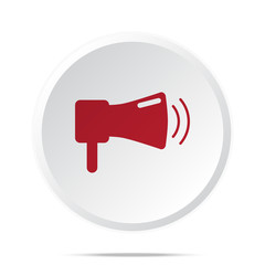 Red Megaphone icon on white web button