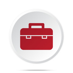 Red Briefcase icon on white web button