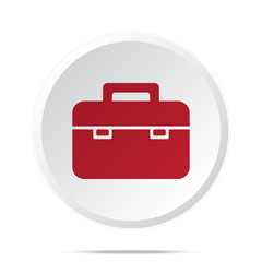 Fototapeta premium Red Briefcase icon on white web button